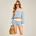 Women's Blue Stripe Sweatshirt & Trouser Co-Ord Set