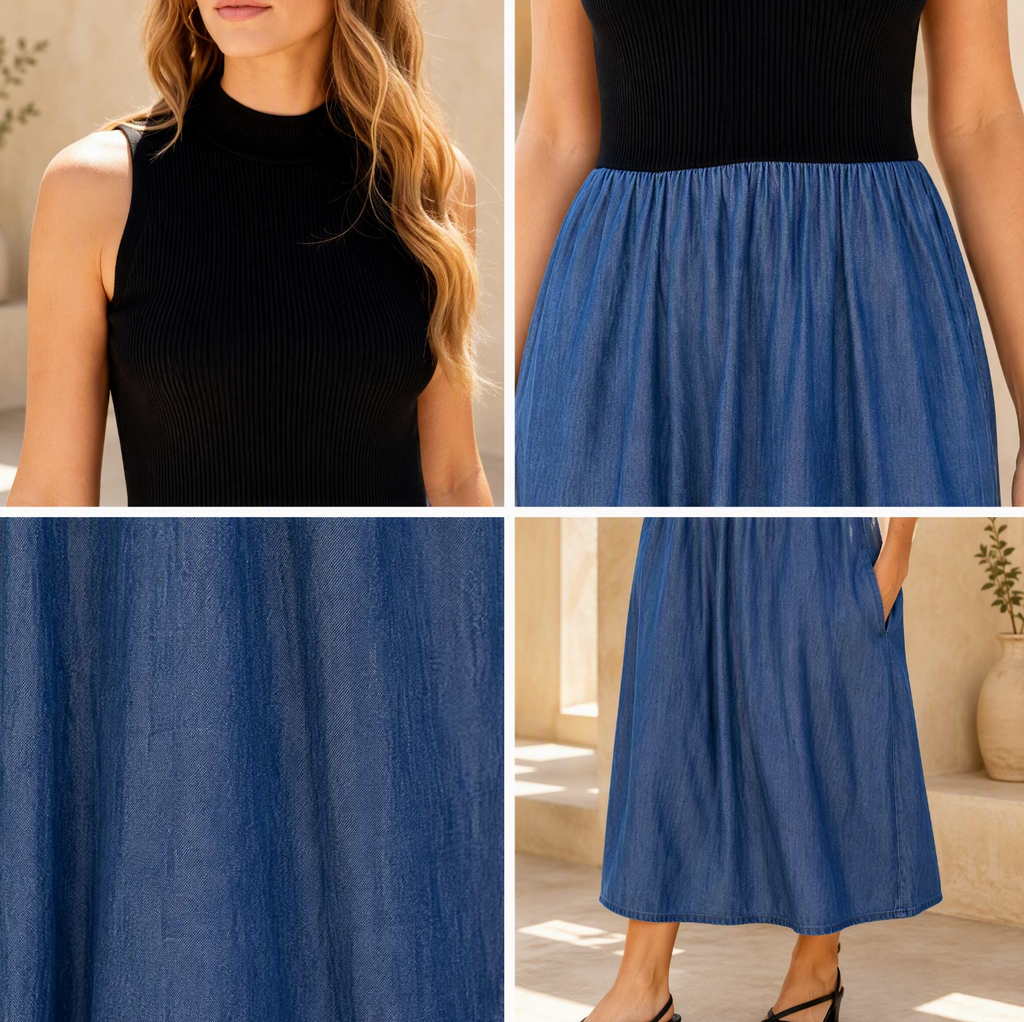 Women's Two-Tone Midi Dress