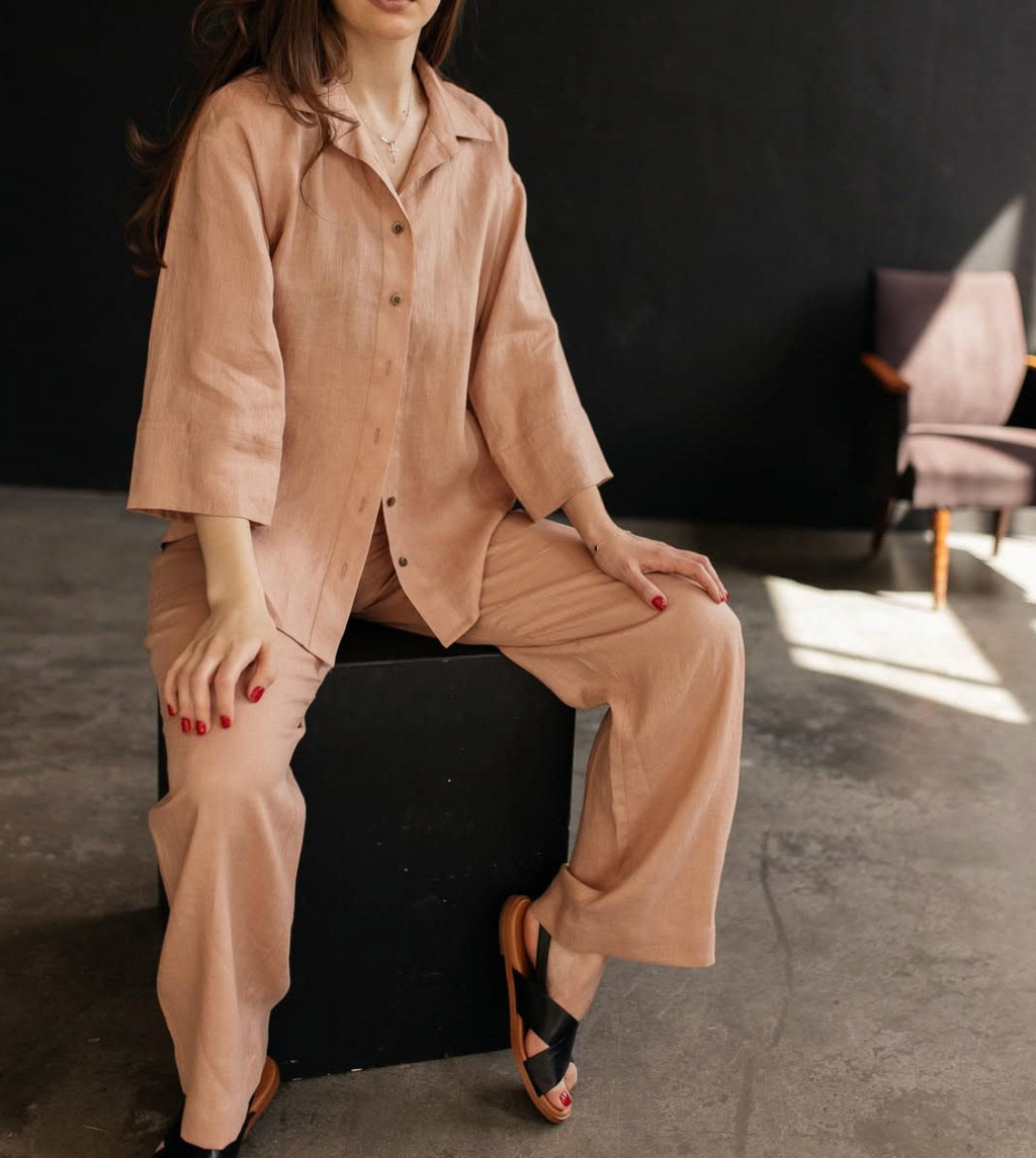 Cotton-Linen Shirt & Trousers Set