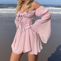 Women's Off-Shoulder Corset Waist Ruffle Mini Dress