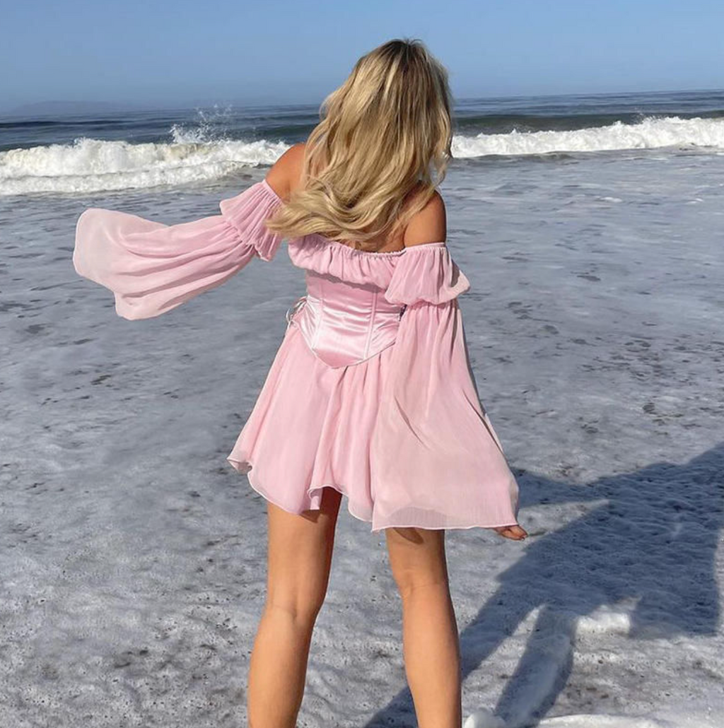 Women's Off-Shoulder Corset Waist Ruffle Mini Dress