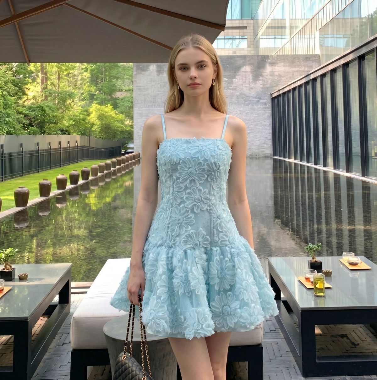 Women's Floral V-Neck Sleeveless Midi Dress