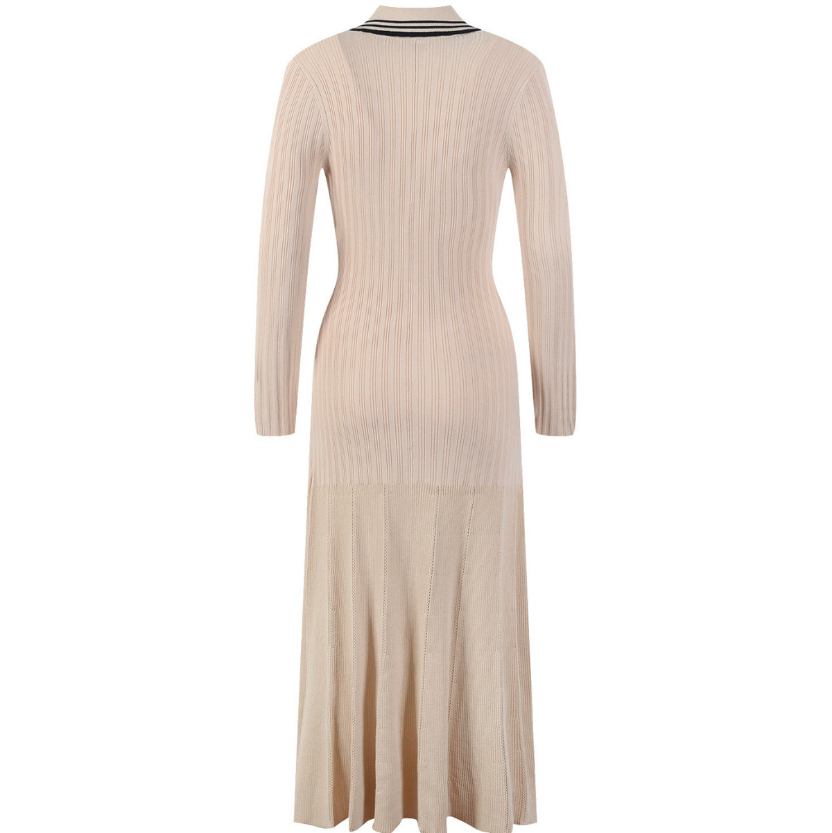 Women's Knitted Lapel Button Midi Dress